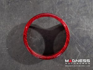 Alfa Romeo Stelvio Front V Shield Grill Frame + Emblem Frame Kit - Carbon Fiber - QV Model - Red Candy